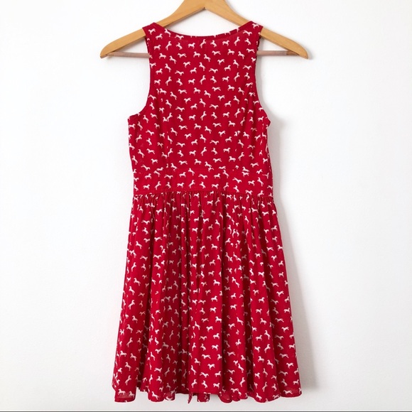 Sleeveless Button Down Horse Print Fit Flare Dress - Picture 5 of 7